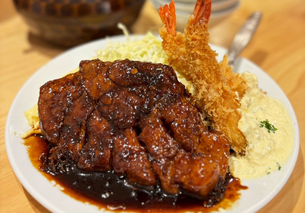 トンテキ＆海老フライ定食